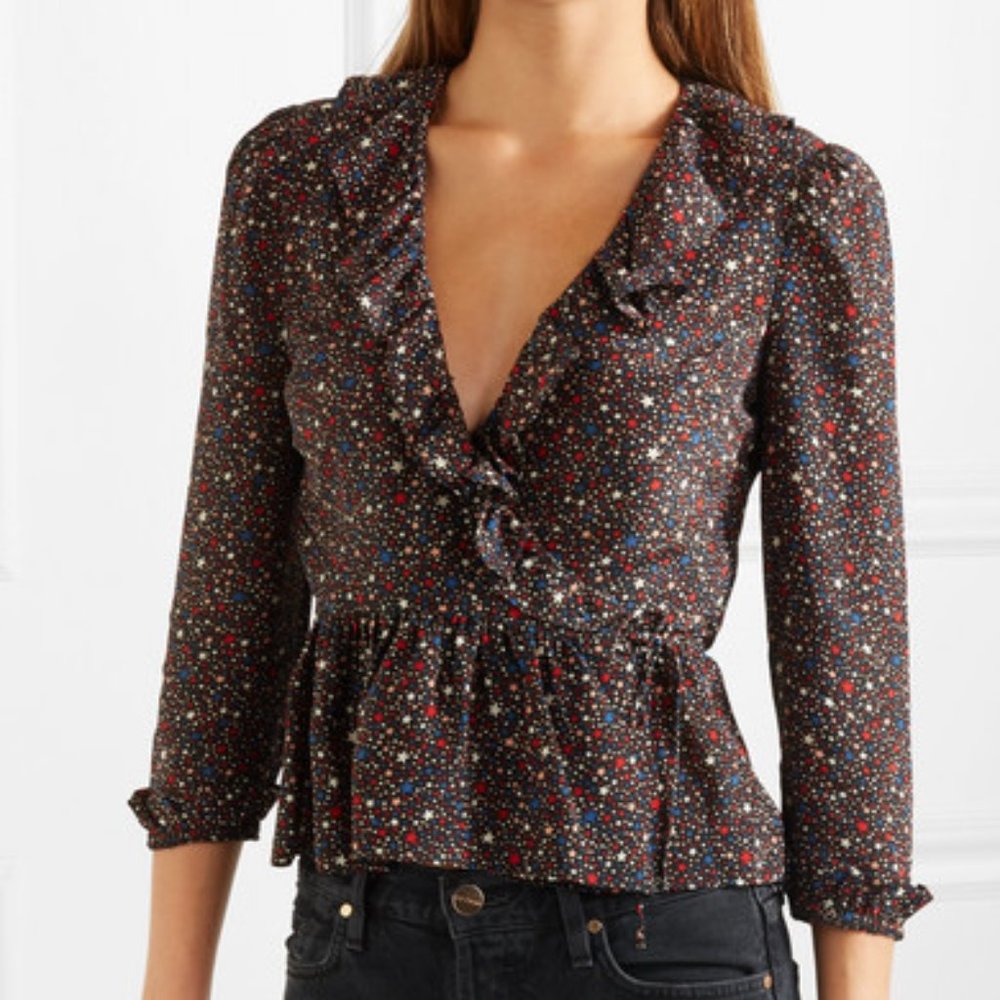 Madewell 100% silk star print blouse